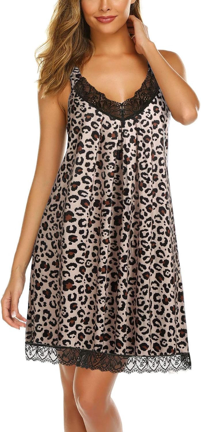 Ekouaer Womens Chemise Sleepwear Full Slips Lace Nightgown Cotton Jersey Lingerie: Clothing