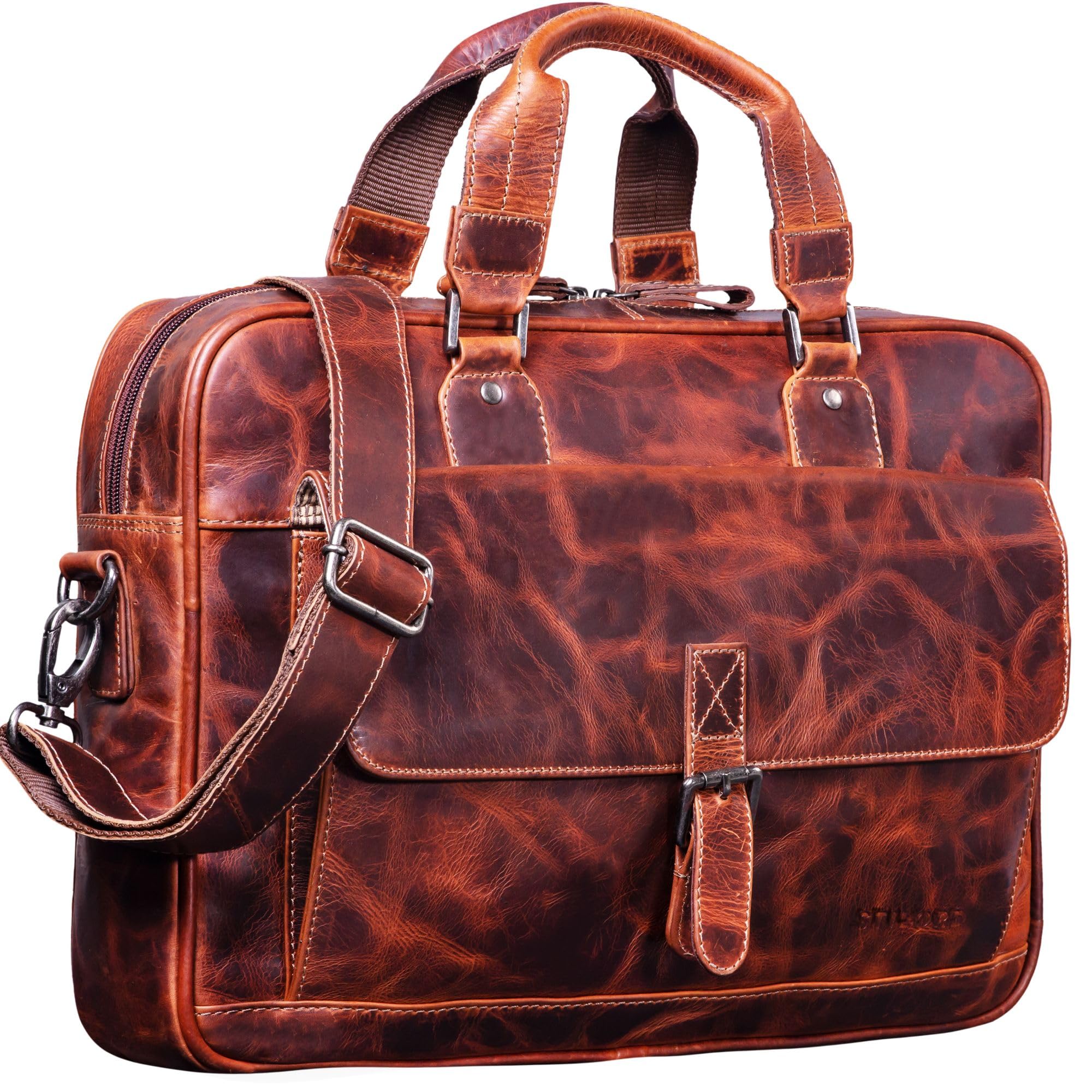 STILORD "Aurora" Business Bag Leather 10 Liters Colour:Milano - Brown