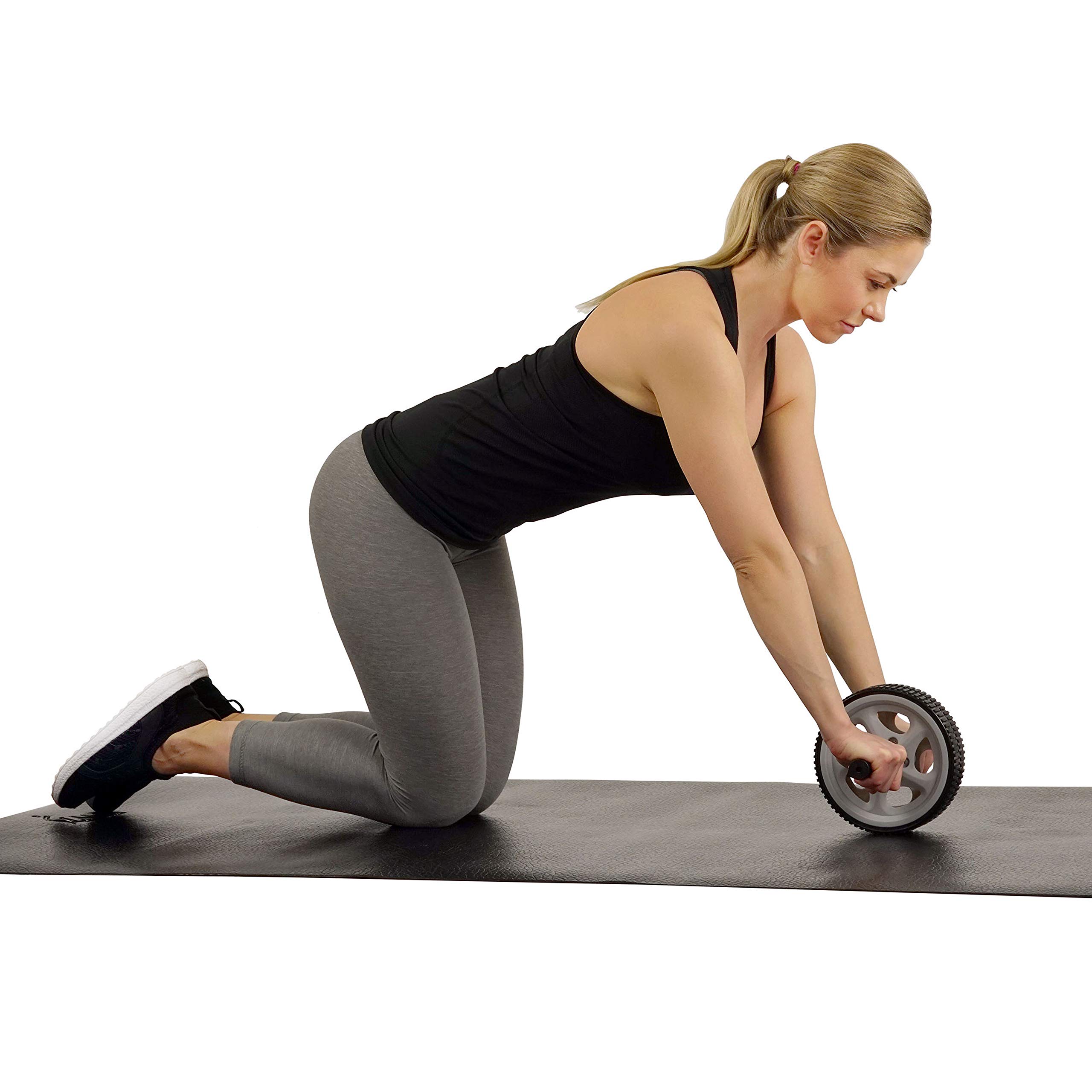 Sunny Health & Fitness Waist Trainer Ab Roller with Elbow Support, Training Wheels, Foldable for Home Gym, Abdominal Exercises, Core Strength, Glute Trainer, Crunch Workouts with Optional Dip Station