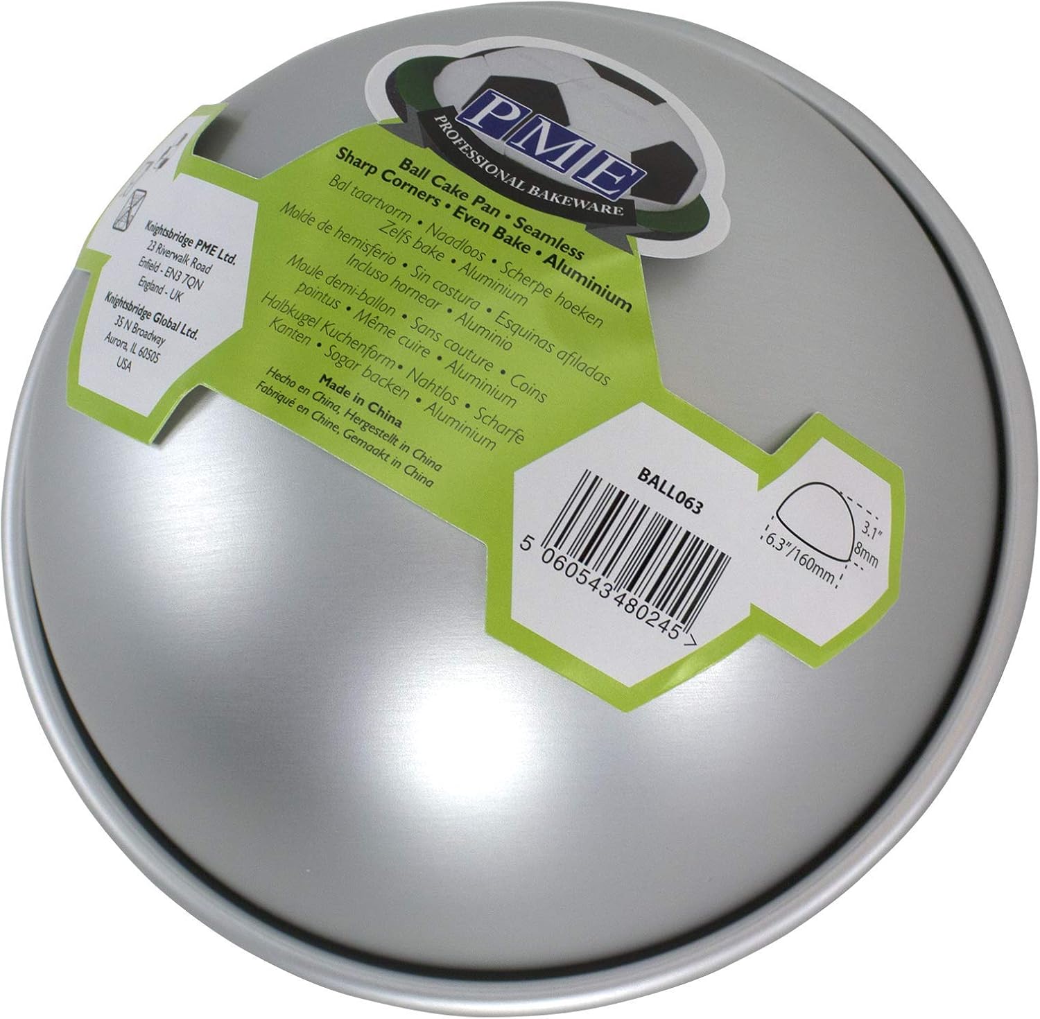PME BALL063 Aluminum Ball/Hemisphere Pan, 6 x 3-Inch Anodised Aluminium Cake Tin, Silver, 6" / 15cm - Image 4