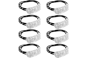 8pcs Rhinestone Ponytail Holders, Rhinestone Hair Cuff Sparkly Elastic Scrunchies Silver Hairstyle Accessories for Women Thic