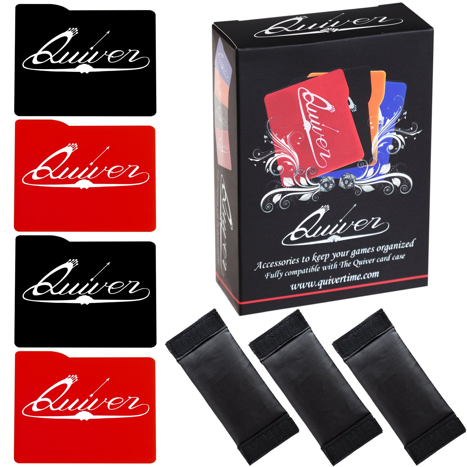 Quiver Time Red and Black Card Dividers & Separators Set, 7 Pieces, Add-Ons for Extra Organization of the Quiver Card Carrying Cases, Ideal for Tabletop Gaming, Trading Cards, Figures, and More