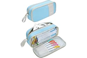 YOKUMA Pencil Case for Adults Aesthetic Pen Bag for Teen College Zipper Pouch Office Supplies Stationery Organizer Small Tool Bag (Blue TW)
