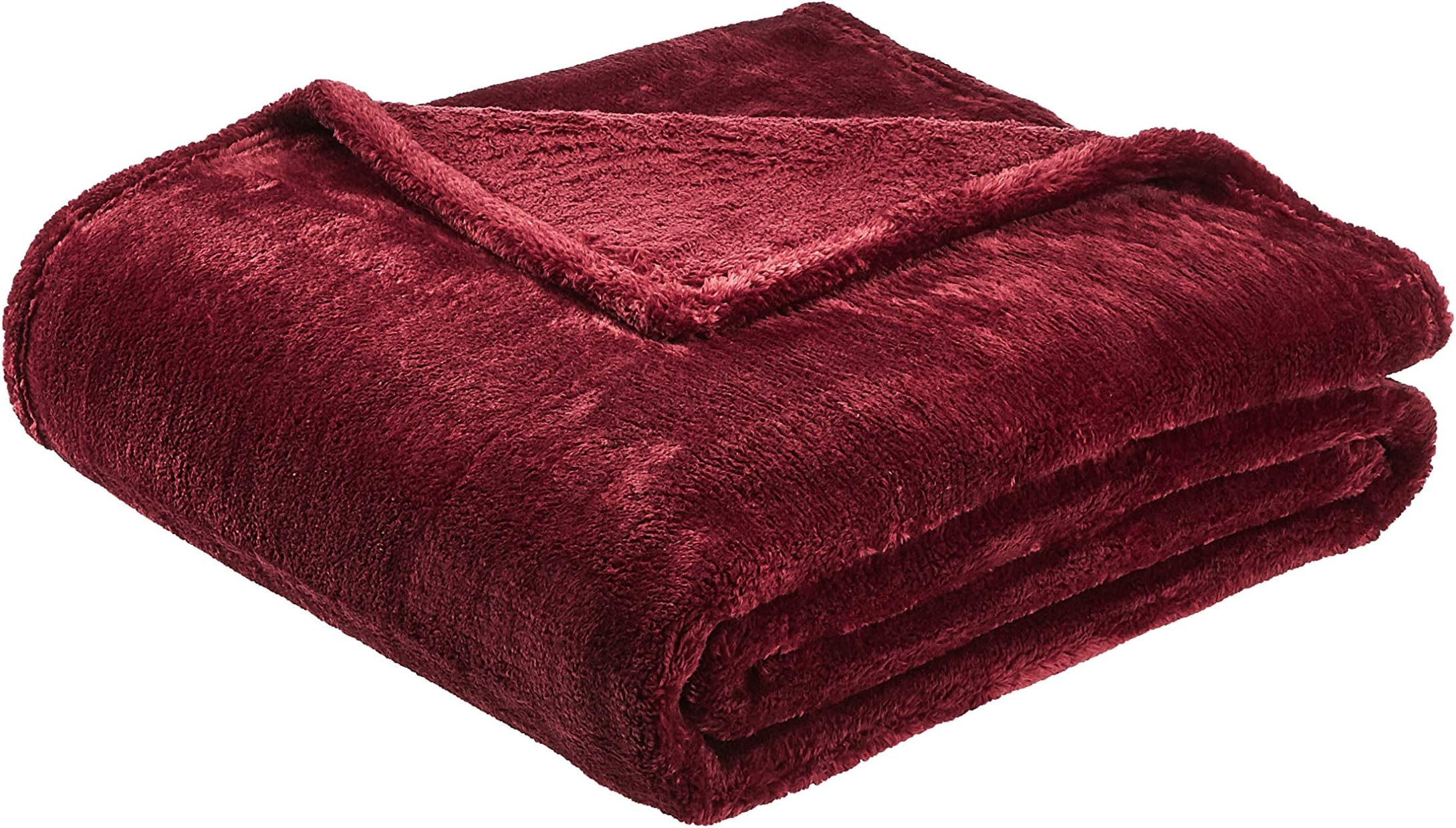 Amazon Basics Soft and Cozy, Plush Blanket - 63''x 87", Bordeaux