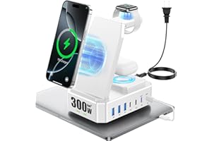 300W Charging Station for Multiple Devices Apple, Zutspzss 10 in 1 Wireless Charger for iPhone 16, GaN III USB C 65W PD Fast 