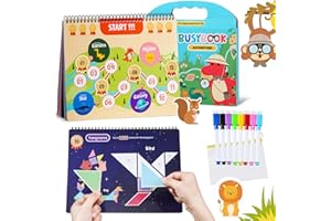 VUIYA Montessori Busy Book for Toddlers 3-5, Preschool Learning Activities with Preassembled Velcro, Handwriting Tracing Coloring Book, Sensory Education Toys, Autism Learning Materials, Travel Toy for Kids