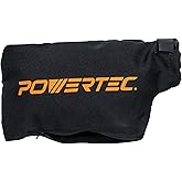 POWERTEC Miter Saw Dust Collector Bag for 10", 12" Miter Saw, Fits Nominal 2-1/2" Dust Ports, Hook and Loop Dust Bag w/Zipper