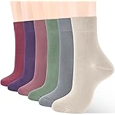 ATBITER Women's Thin Cotton Crew Socks - Soft Above Ankle Bootie Casual Dress Socks 6-Pairs