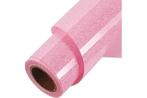 ​TORC Pink Glitter HTV Pink Heat Transfer Vinyl HTV Rolls, 12" x 6 ft Iron on Vinyl for T Shirts Pink Glitter HTV Vinyl for All Cutter Machines Easy to Cut & Weed for Heat Vinyl Design 1 Roll