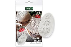 Katy Sue Small Bells Silicone Mold for Christmas Cake Decorating & Crafts - Makes 3 Different Sizes of Bell Cluster with Bow & Foliage