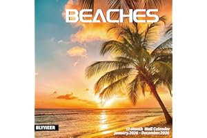 BLYYIEER 2026 Wall Calendar BEACHES, 12 Months Hangable Wall Calendars, Beach Calendars 2026, 12" x 24" (Open), Thick Glossy Paper, Organizing & Planning