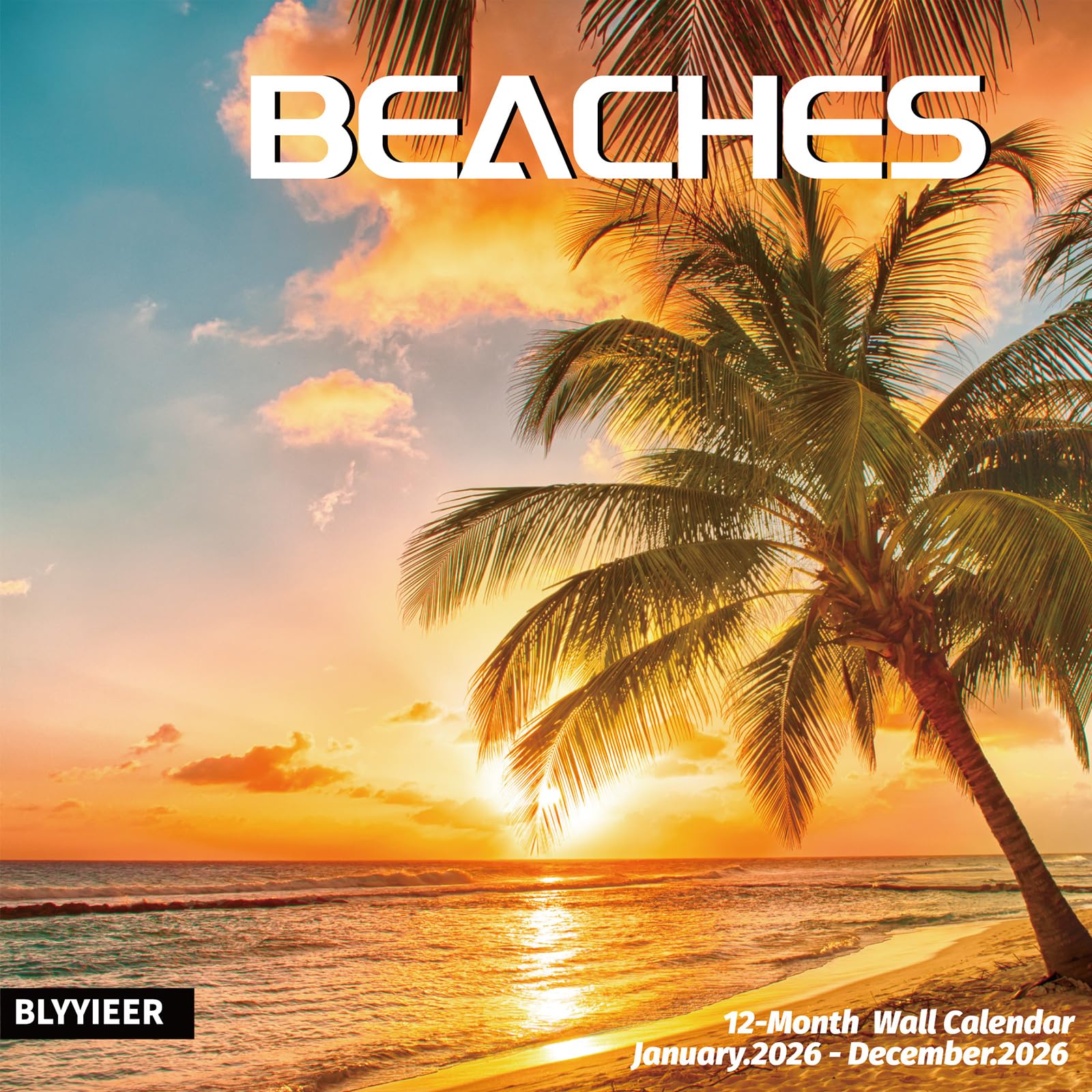 Photo 1 of 2026 Wall Calendar BEACHES, 12 Months Hangable Wall Calendars, Beach Calendars 2026, 12" x 24" (Open), Thick Glossy Paper, Organizing & Planning