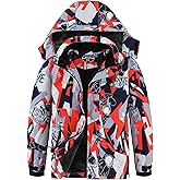Boy's Ski Jackets Waterproof Winter Coat Fleece Windproof Snowboarding Jacket with Detachable Hood