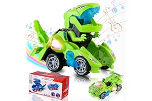 Hirger Transforming Dinosaur Car Toy for Kids, Auto Transformer Monster Truck Toys with Light & Sound for Toddler 1 2 3 4 5 Year Old, Birthday Gifts for Boy, Christmas Stocking Stuffers