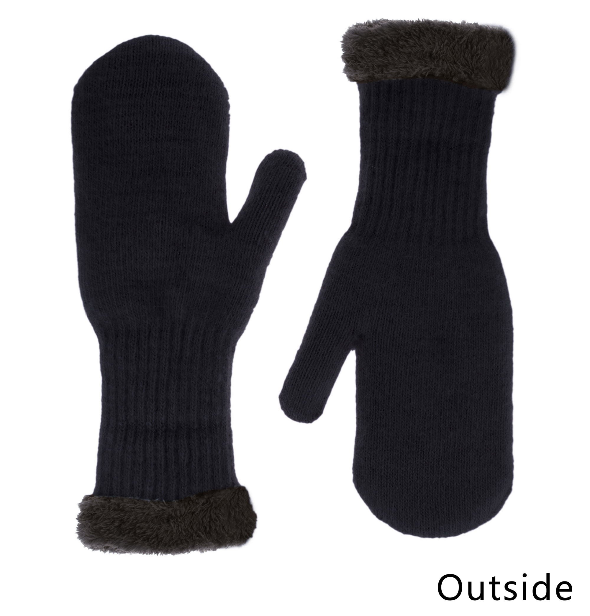 IL Caldo Womens Winter Gloves Plush Edge Warm Thick Knitted Mitten Drive Work Glove,Black
