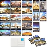 Pipilo Press Travel Fun Fact Postcards - Educational Travel Post Cards for Teacher Supplies - Bulk Kids Learning Postcards for Mailing - World Landmarks & Cards from Around the World - 40-Pack, 4x6 In