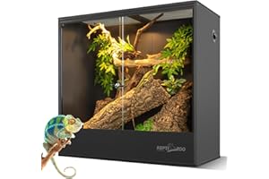 REPTI ZOO REPTIZOO 100 Gallon PVC Reptile Tank, 36x18x36 inch Extra Tall Large Reptile Enclosure, Chameleon Frog Gecko Lizard Arboreal Terrarium with Sliding Door & Screen Ventilation