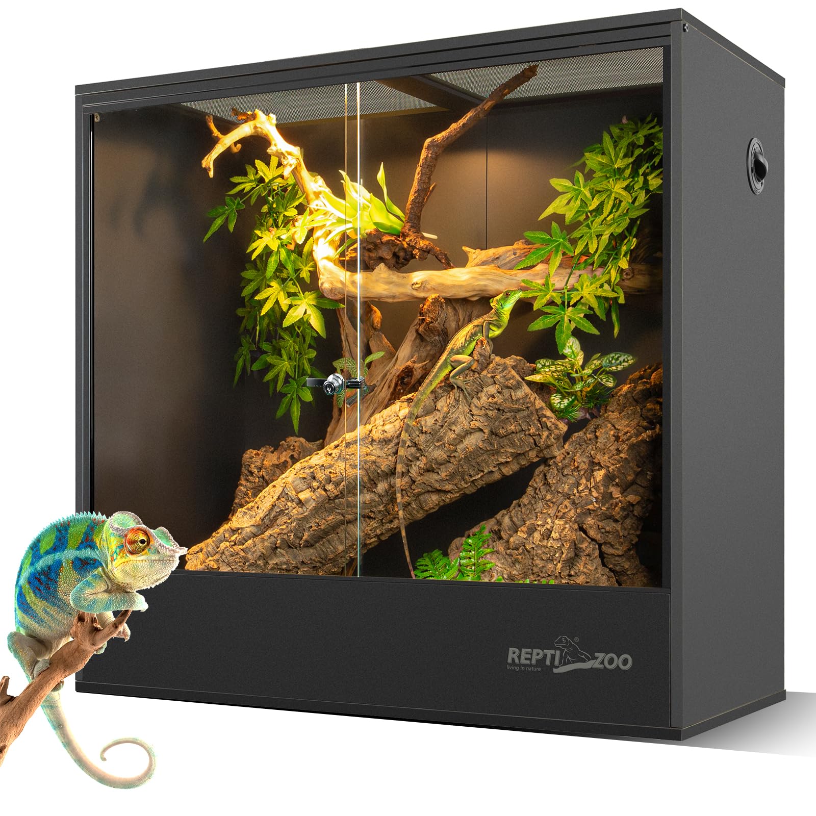 Photo 1 of REPTIZOO 100 Gallon PVC Reptile Tank, 36x18x36 inch Extra Tall Large Reptile Enclosure, Chameleon Frog Gecko Lizard Arboreal Terrarium with Sliding Door & Screen Ventilation