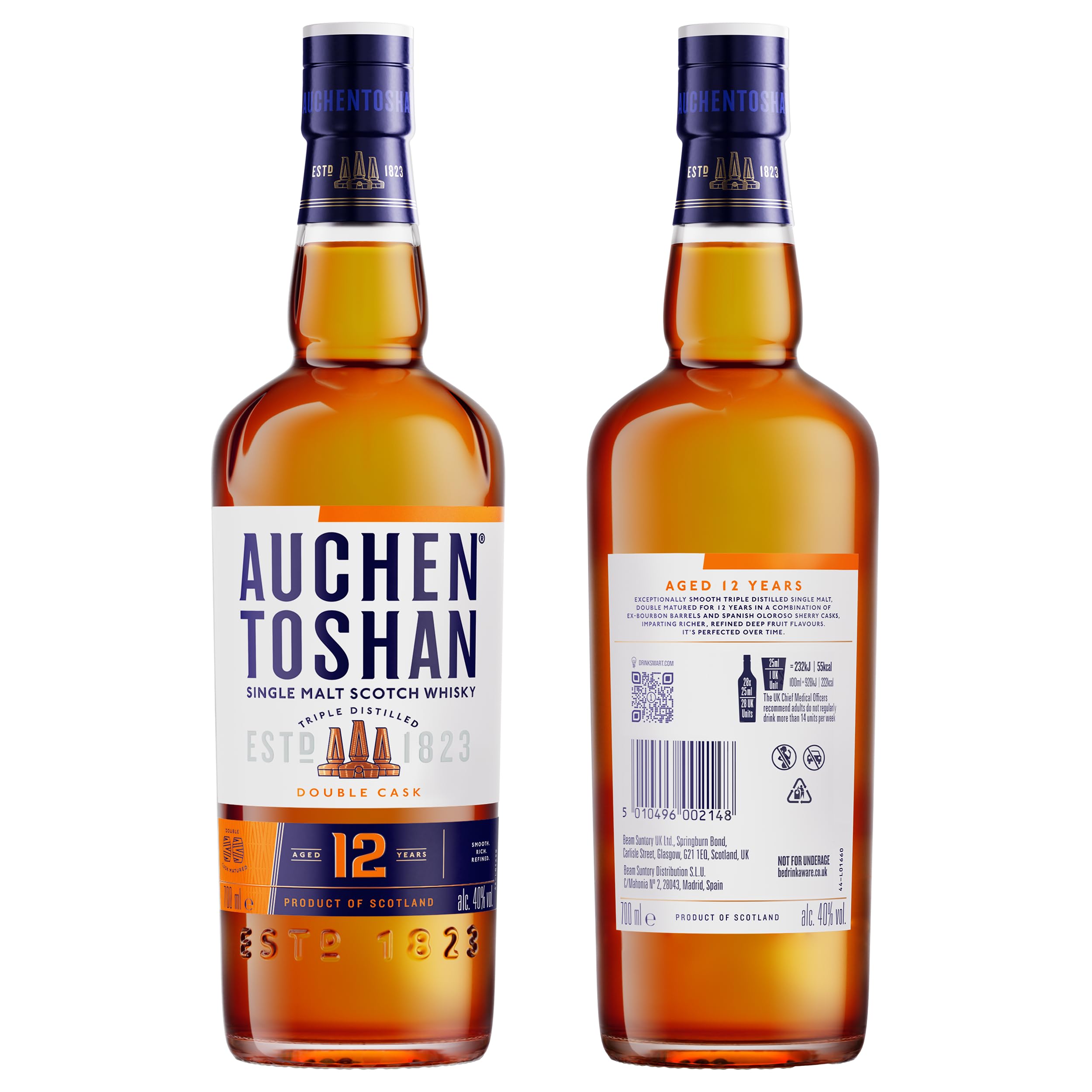 AUCHENTOSHAN 12 Jahre Double Cask, Single Malt Scotch Whisky, mit Geschenkverpackung, Karamellgeschmack und fruchtigen Aromen, 40 Prozent Vol, 700ml Einzelflasche 3