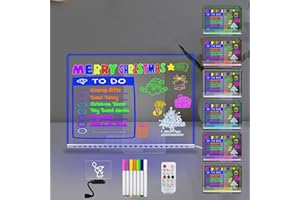 Masshomi 15 * 11 inch 7 Color Change LED Glowing Message Acrylic Writing Board dimming Remote Control Timer Plug in 7 Color M