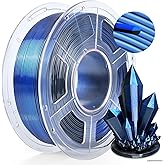 TECBEARS Silk PLA Filament Dual Color, Shiny 3D Printer Filament 1.75mm, Dimensional Accuracy +/- 0.02mm, 1kg Spool(2.2lbs) Fits for Most FDM 3D Printers(Black Blue)
