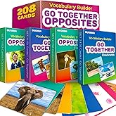QUOKKA 208 Vocabulary Flash Cards Set - Go Together and Opposites Matching Card Game with Realistic Images for Pre-K and Kindergarten - Perfect for Teachers, Parents, and Speech Development Activities