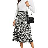 YSYOKOW Womens Midi Skirts 2025 Summer Trendy Ruffle Elastic High Waisted Long Flowy Maxi Skirt with Pockets