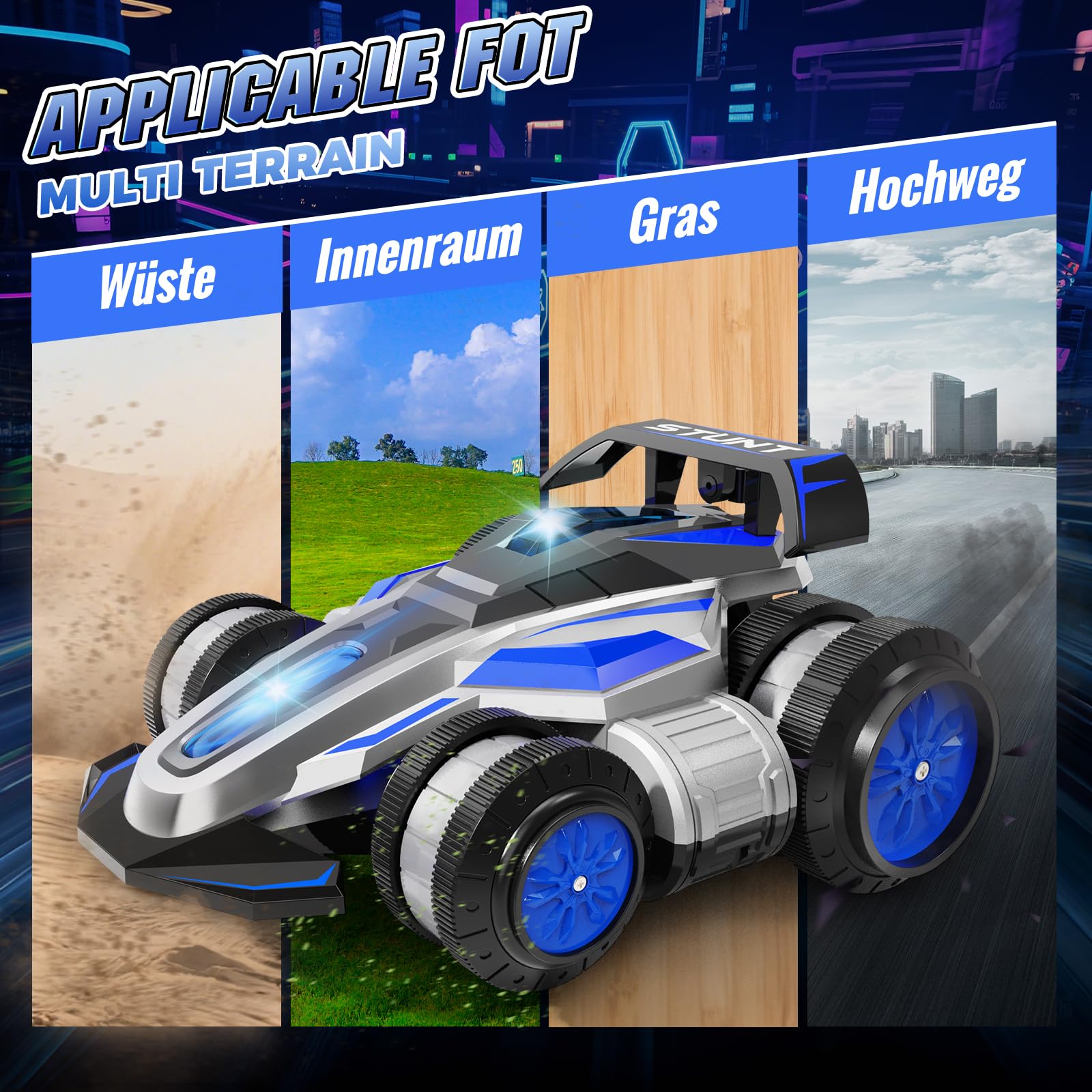 Ferngesteuertes Auto ab 6 7 8 9 10 11 12 Jahre Jungen Spielzeuge RC Auto Kinderspielzeug Outdoor Spielzeugauto 25KM/H mit LED-Licht und Musik Weihnachten Geburtstags Geschenke für Jungen Spielsachen 4