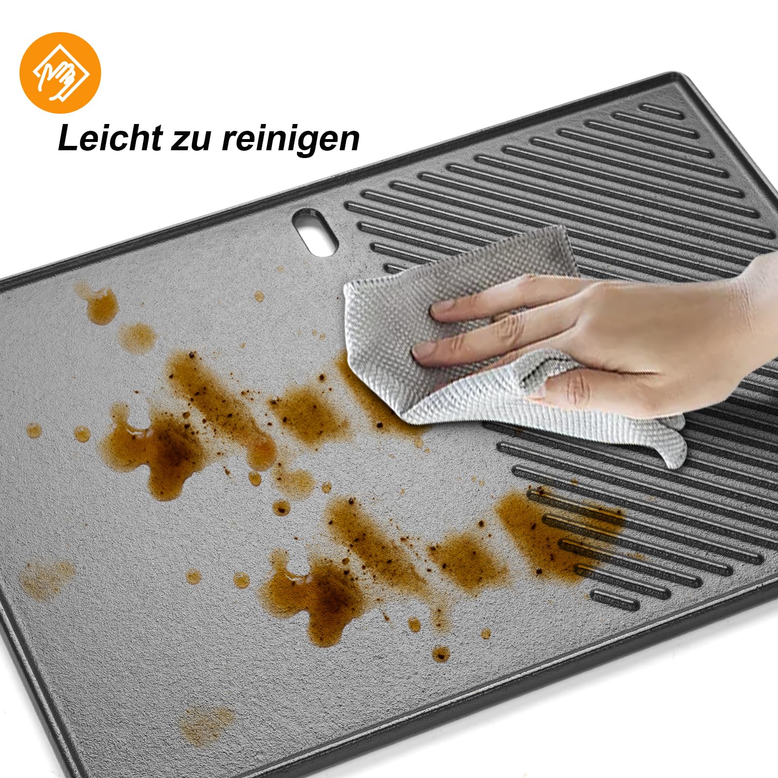Gusseisen Grillplatte für Landmann Triton 3 und 4 Brenner, Enders Boston 4, Enders Monroe PRO 4, Enders Boston 6 Gasgrill, 43,5 x 31,5CM Grill Plancha für Broil King Baron,Crown,Ersatzteile Bratpfanne 7