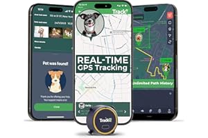 Tracki Dog GPS Tracker – Real-Time Dog Tracker & Pet Tracker – GPS Tracker for Dogs – Smart Alerts, Geo-Fence, Waterproof, Collar-Compatible – Long-Life Battery – iOS & Android (Subscription Required)
