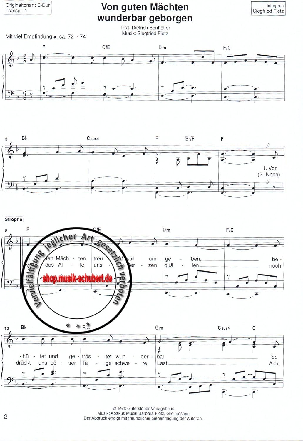 Von Guten Machten Wunderbar Geborgen Fur Gesang Amazon De Elektronik