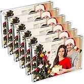 JUOIFIP 6 Pack Magnetic Picture Frames for Refrigerator 4x6, Acrylic Fridge Magnet Frame, Stylish Clear Framless Photo Frame for Home, Office, School Locker Display