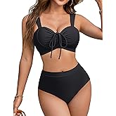 Blooming Jelly Womens High Waisted Bikini Sets Push Up Swimsuits Chest Drawstring Two Piece Bathing Suits