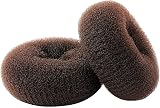 CLOTHOBEAUTY 2pc Extra Large Hair Bun Donut Maker Ring Style Chignon Brown 4.3in view 2
