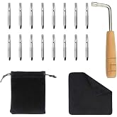 INKNOTE 16 Pcs Tuning Pin Set with L-Shape Wrench &amp; Gooseneck Hammer Lever | Including Dust Cloth,for Zither Harpsichord Dulcimer String Instruments Maintenance