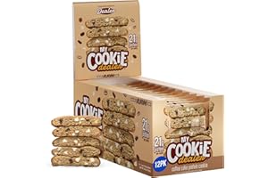 My Cookie Dealer Soft Baked Protein Cookies, Coffee Cake (12-Pack, 4oz Cookie) - 21g Protein per Cookie (Made with RAW Nutrition Protein) - Individually Wrapped Travel Snacks
