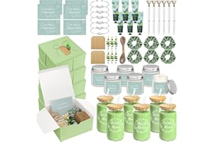 60 Pcs Bridesmaid Proposal Gifts, Maid of Honor Gifts Include Box with Raffia Cup Gromatherapy Gift Scrunchies Cards Bracelet