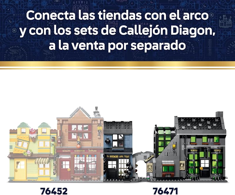 Harry Potter Tiendas Mágicas del Callejón Knockturn de Juguete - Kit de Maquetas con 8 Minifiguras y Figura de Animal Patronus Coleccionable - Regalo para Niñas y Niños de 8+ Años - 76471 — foto 7 de 8