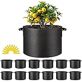 Simple Deluxe Grow Bags 15 Gallon 12 Pack Planter Pots with Handles, Thickened Nonwoven Fabric Aeration Cloth Bag, Heavy Duty Gardening for Tomoato, Potato, Vegetable and Flowers, Black with 12 labels