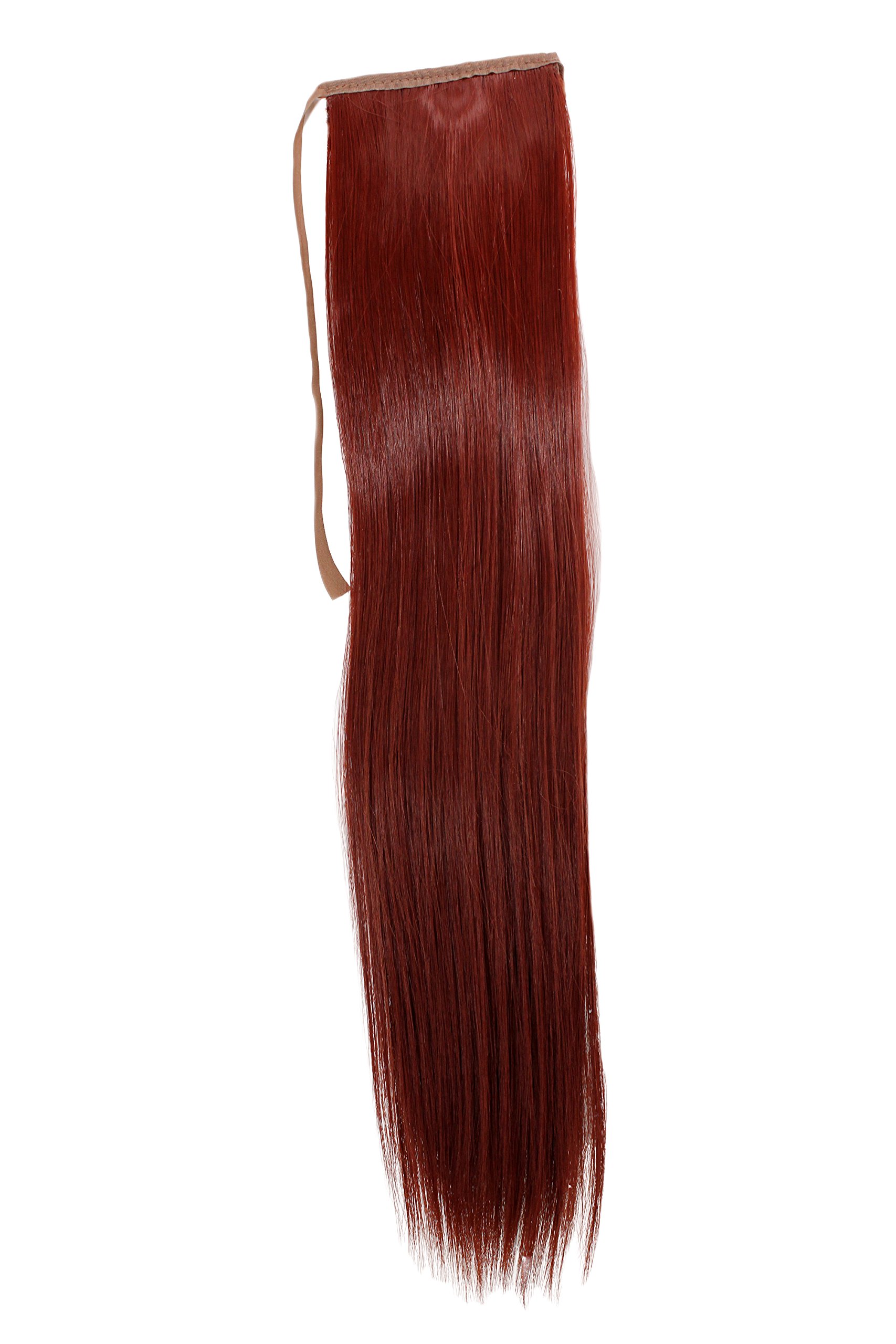WIG ME UP - YZF-TS18-35 Hairpiece Pontail Pigtail extension slim light straight comb and ribbon dark red