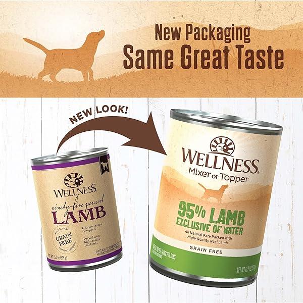 WELLNESS 95% LAMB NATURAL WET GRAIN FREE CANNED DOG FOOD, 13.2-OUNCE CAN (PACK OF 12)