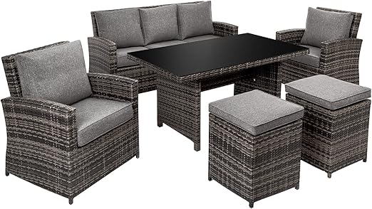 Tectake Ensemble Salon De Jardin Resine Tressee Poly Rotin Chaise