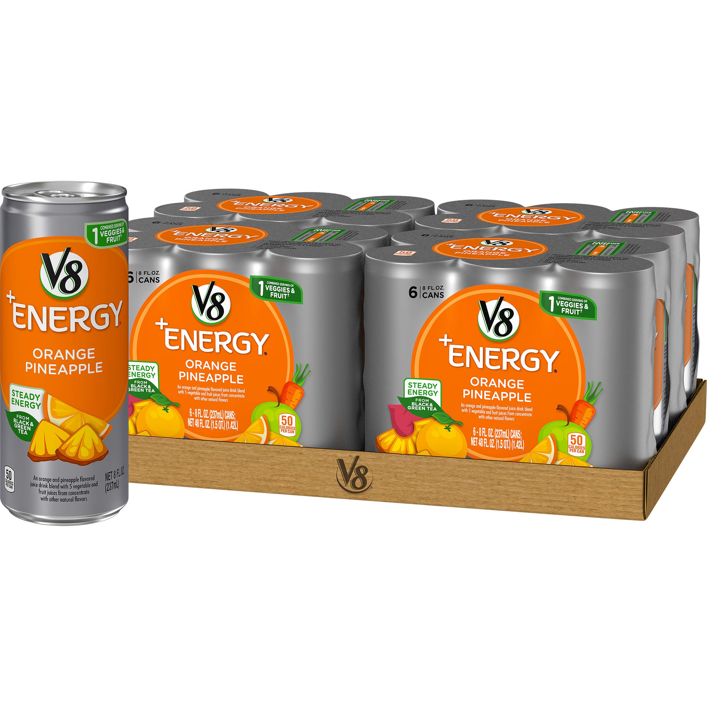 V8 +Energy, Healthy Energy Drink, Natural Energy from Tea, Orange