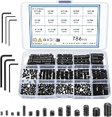 KOXXIAMOQ 786 Pcs Grub Screws Assorted M2.5-M8 Carbon Steel Cup Point Set view 1