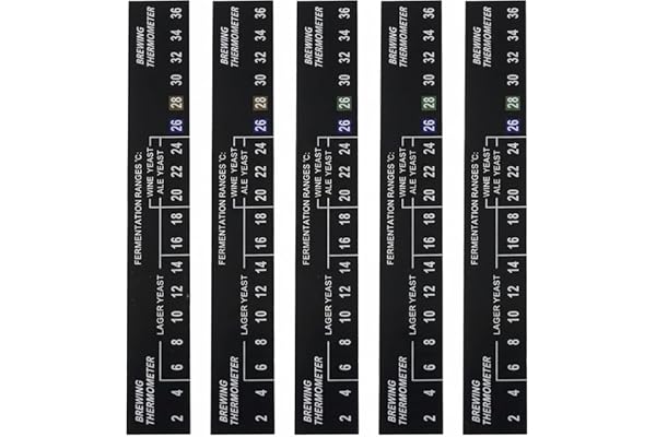 Stick On Brewing Thermometer Strip 2-36℃, 5Pcs Adhesive Temperature Sticker for Fermenting Beer Wine Kombucha, LCD Digital Di