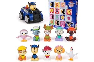 PAW Patrol Rewards Box Gift Pack, 8 Mini PAW Patrol Figures, 2 Animal Figures, 4 Sticker Sheets & 1 Pup Squad Racer, Kids Toy