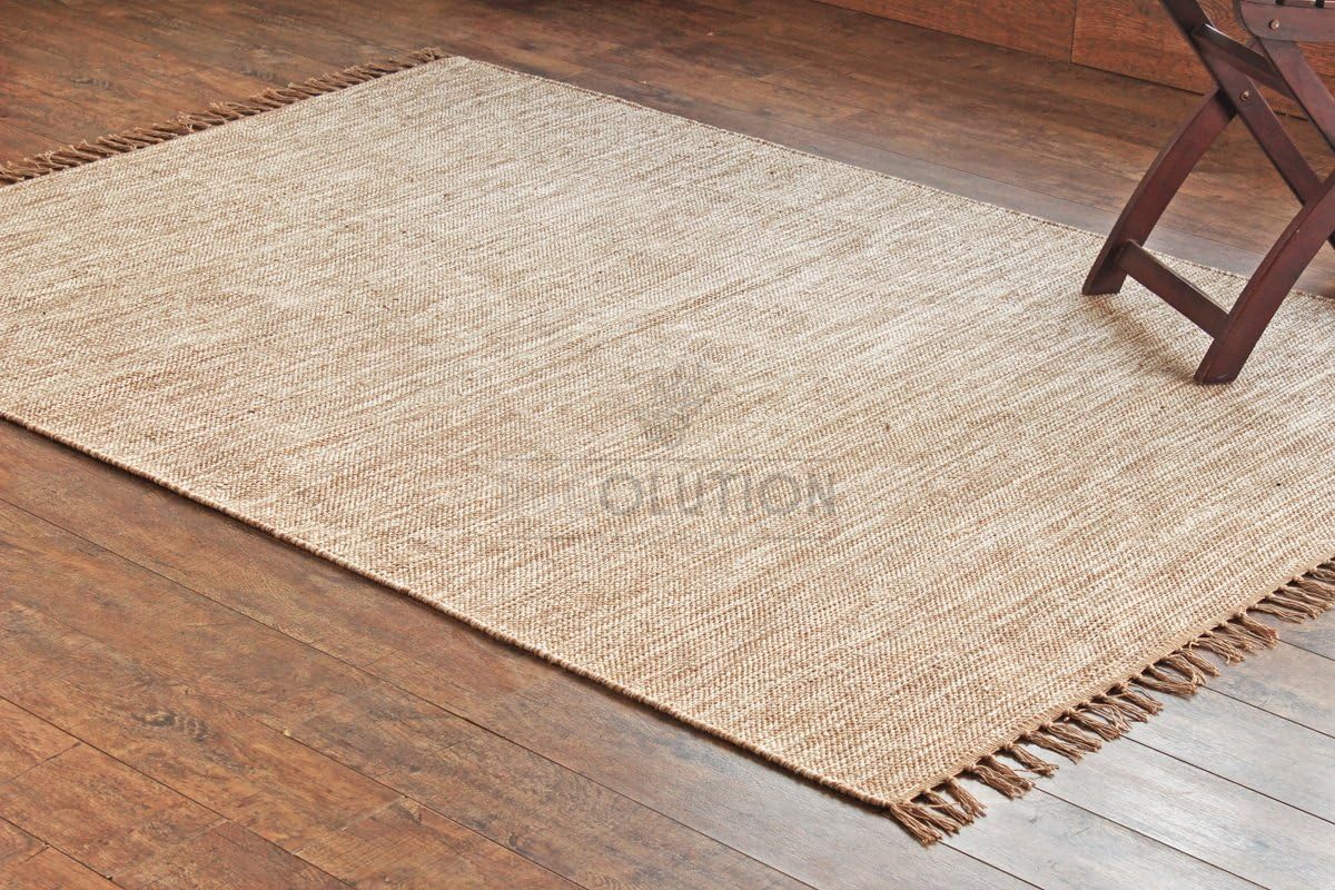 Rugolution Handmade 4'8" x 6'8" / 140x200 cm Beige Tie Dye Yarn Heavy Area Rug, 100% Cotton, Style: 0039
