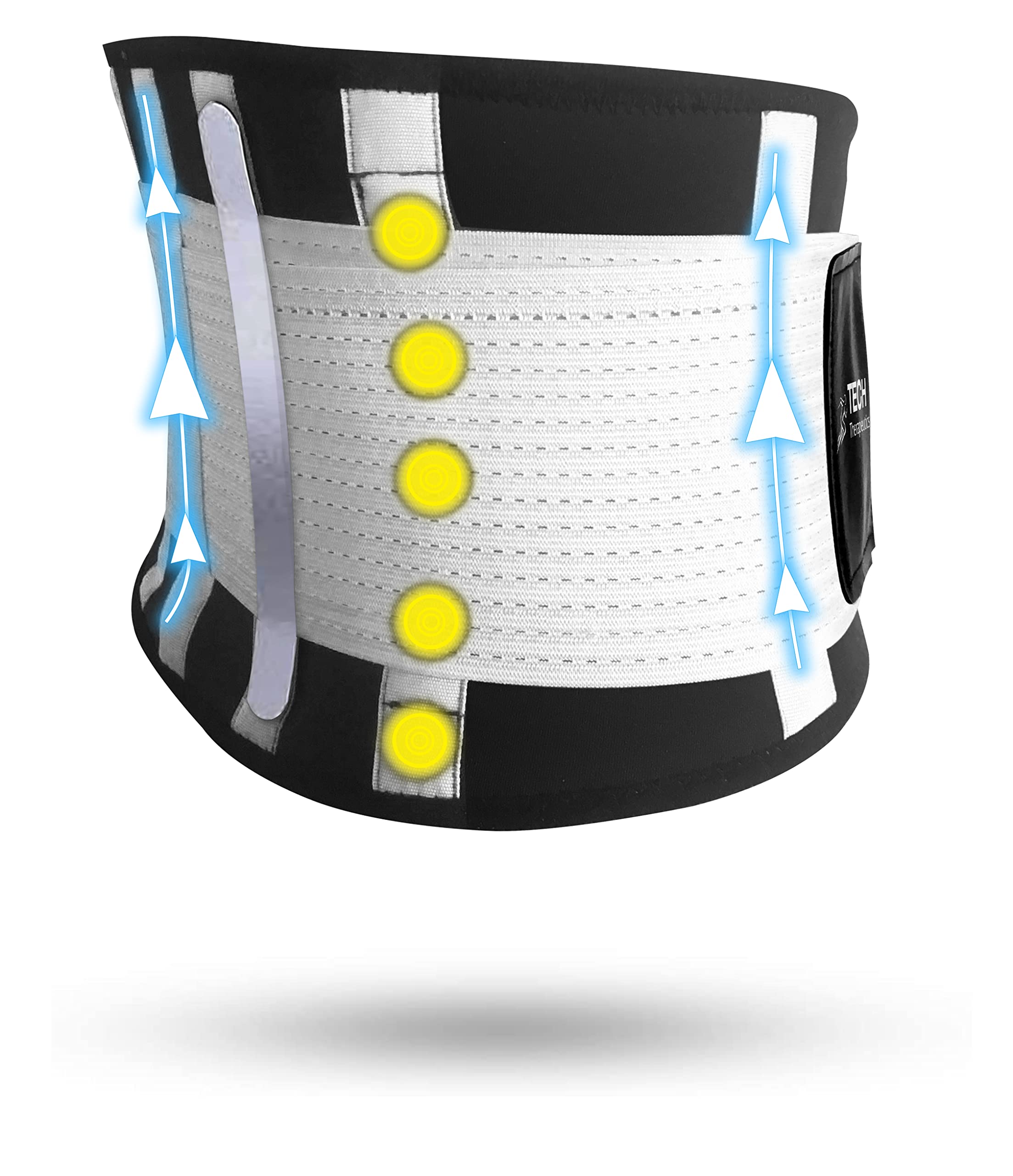 TECH THERAPEUTICS Lower Back Support Belt for Women and Men - Lumbar Support Belt for Back Pain Relief - Posture Corrector Adjustable for Back and Abdomen - White - Size XS - M