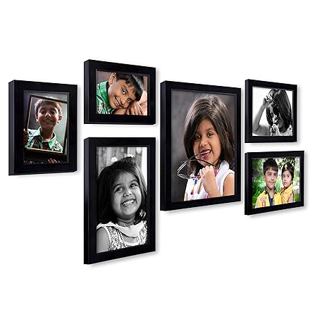 AJANTA ROYAL Individual Photo Frames (2-4x6,2-6x10,1-6x8,1-8x10 Inch) (Black)-Set of 6