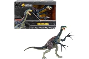 Mattel Jurassic World Dominion Hammond Collection Dinosaur Action Figure, Therizinosaurus Dino Toy with 25 Articulations, Glass Eyes & Wired Tail